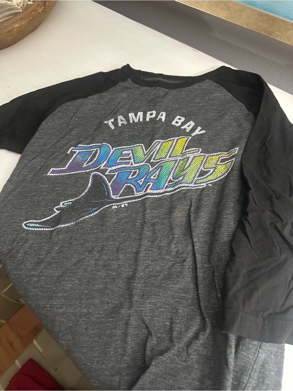 Tampa Bay Devil Rays women’s 3/4 sleeve Tee - Black & Charcoal